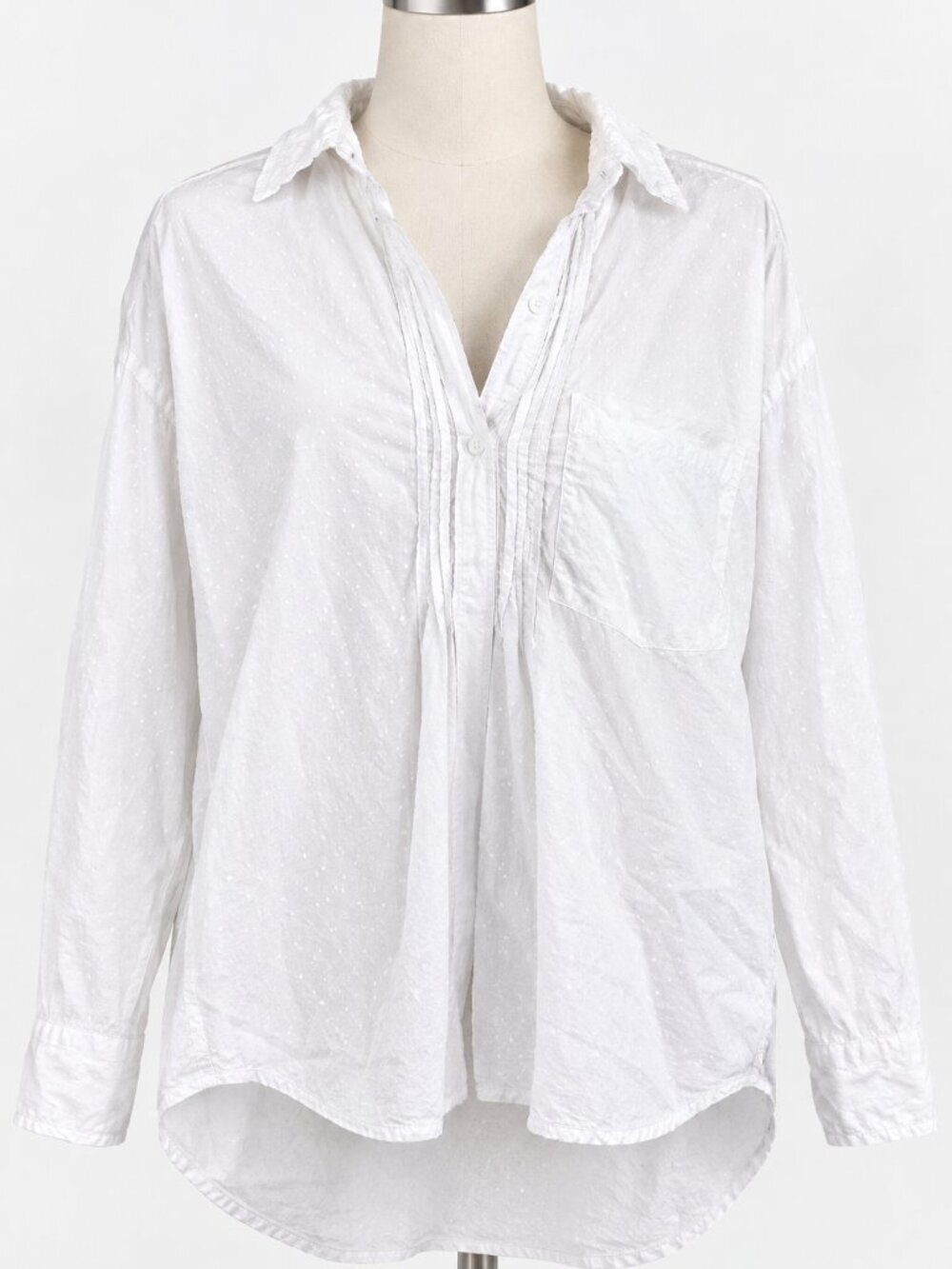 Per Se Nordstrom Women's Cotton Swiss Dot Tunic Shirt White XL Poetic Fairy Boho